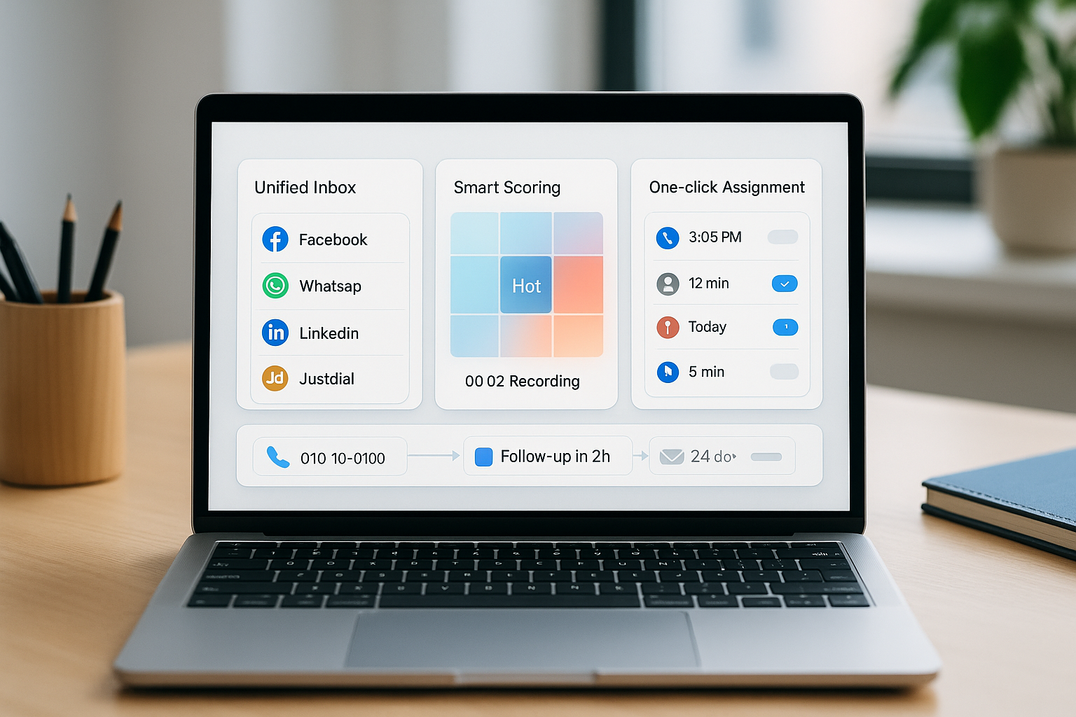 Smart CRM dashboard showing pipeline and tasks